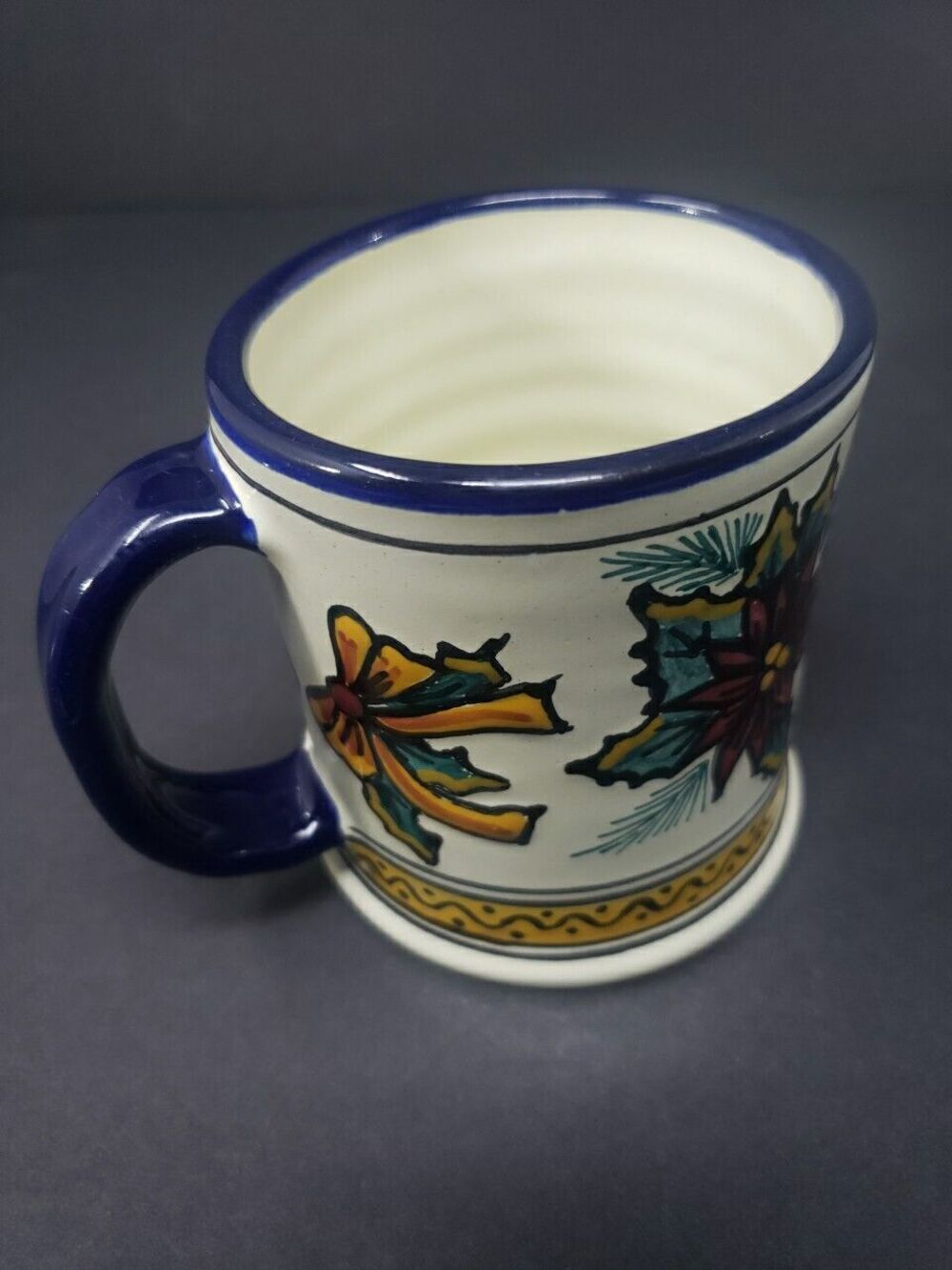 Talavera Pottery Coffee Mug Puebla Mexico Poinsettia Christmas Hand Painted - Picture 14 of 15
